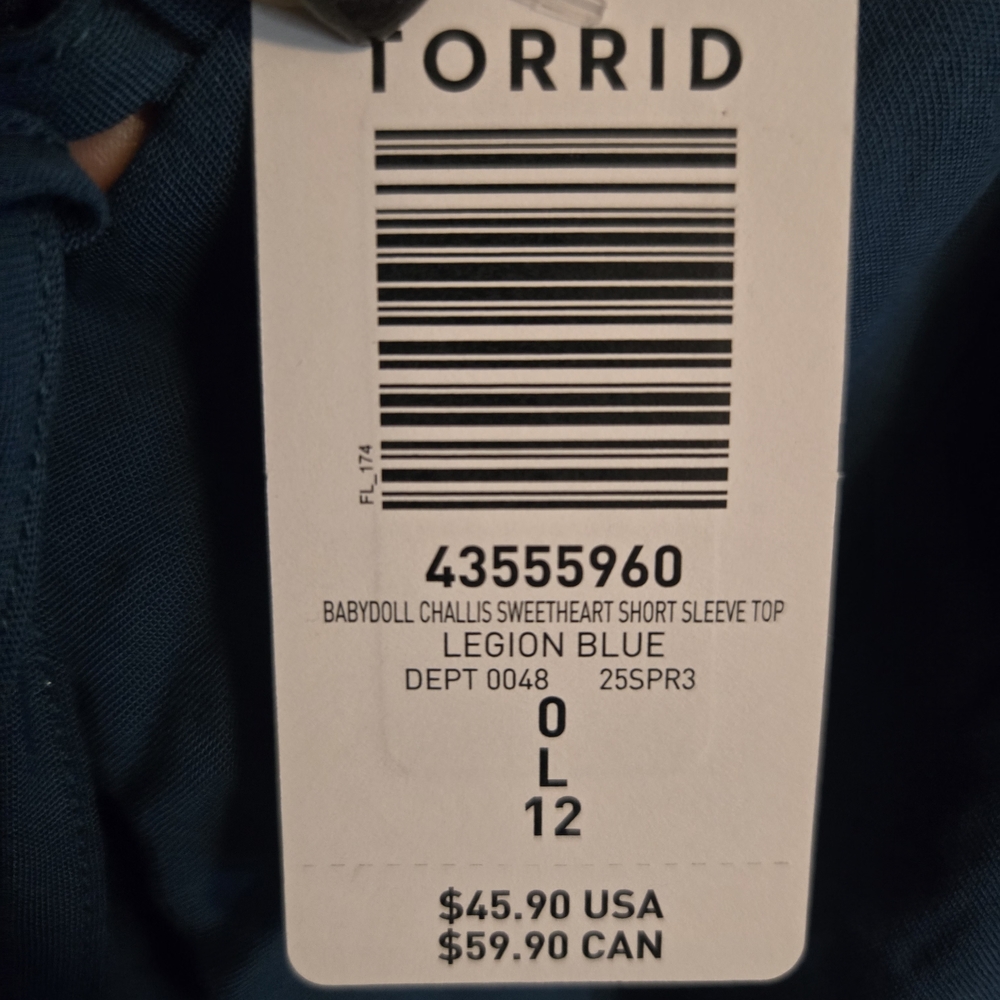 Torrid Babydoll Challis Sweetheart Top in Legion Blue